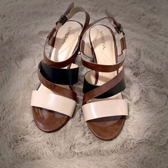 Merona size 11 multi tone heeled sandals - Picture 2 of 6